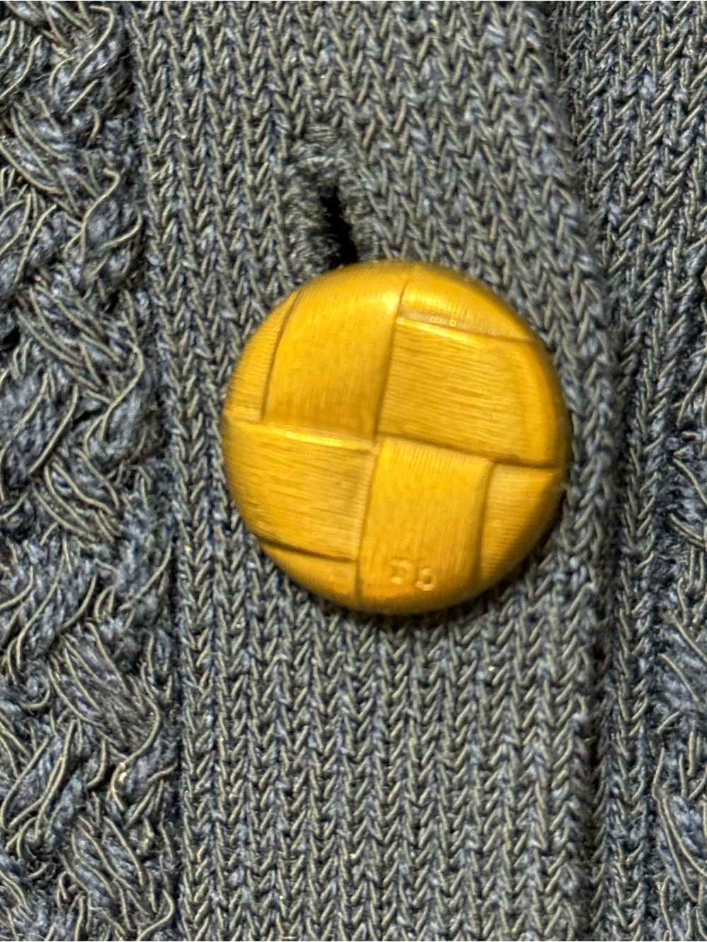 Rag & Bone S Basket Weave Knit Merino Blend Knit Preppy Navy Cardigan Gold - Picture 9 of 15